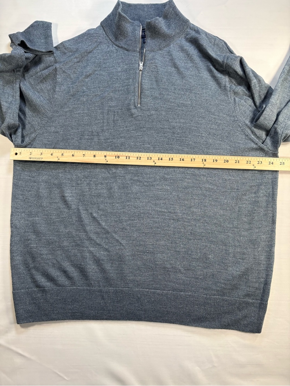 J.Crew Mens XXL Grey Merino Wool 1/4 Zip Pullover Sweater - Picture 5 of 6